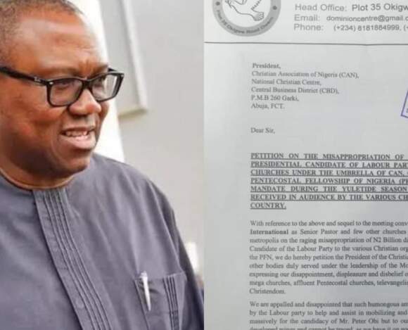 Christian Association Of Nigeria Vows To Investigate The N2Billion Monetary Gift By Labour Party Presidential Candidate, Peter Obi Dividing Religious Leaders