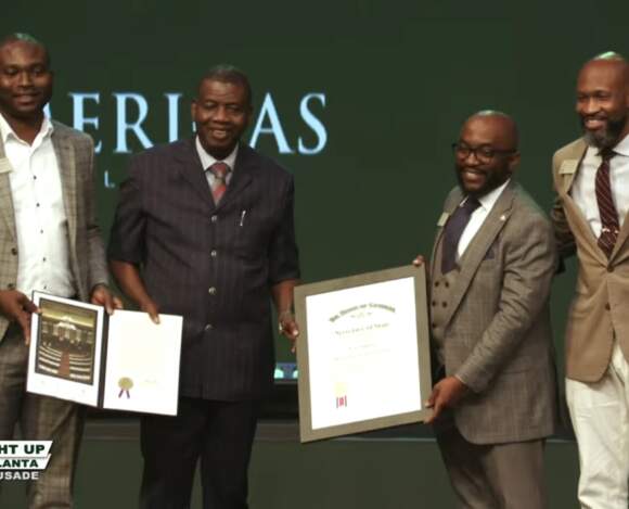 RCCG LIGHT UP ATLANTA, PASTOR E A ADEBOYE AWARDED AS A GEORGIA CITIZEN