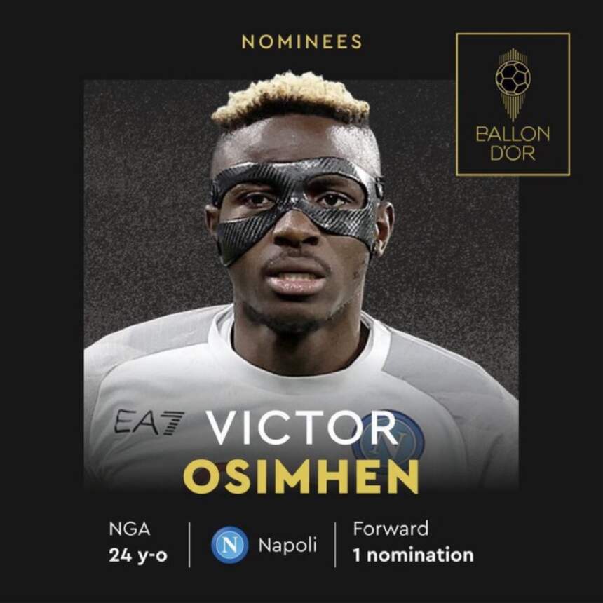 Victor Osimhen makes the list of the best footballer in the world as he’s ranked 8th
