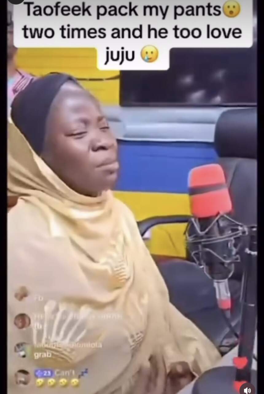 Ibadan woman in Tears as she explains how her husband packed her pant for juju twice.